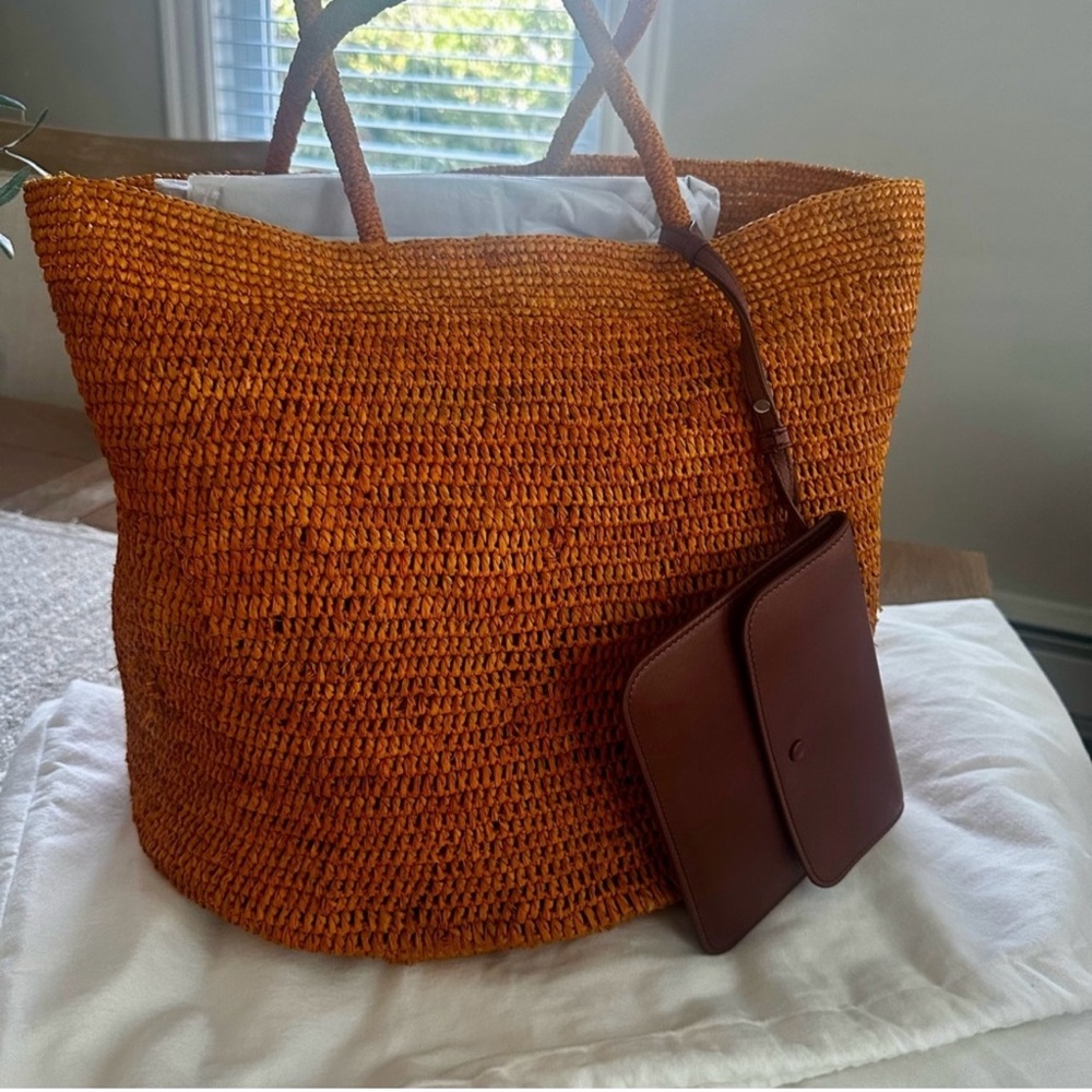 The Row Orange Oregon Woven Raffia Tote